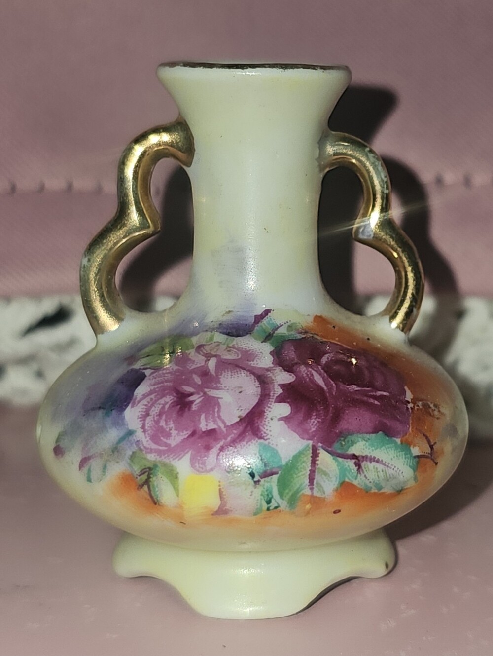 Vintage Mini Hand Painted Ceramic Japanese Vase